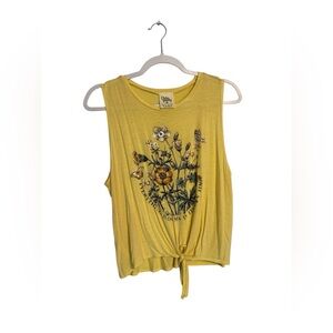 Yellow Floral Tank Dirty Laundry Tie-Front